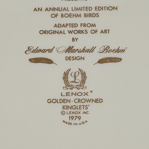 Lenox Limited Edition Plate Golden-Crowned Kinglets 1979 Edward Marshall Boehm - Picture 7 of 8